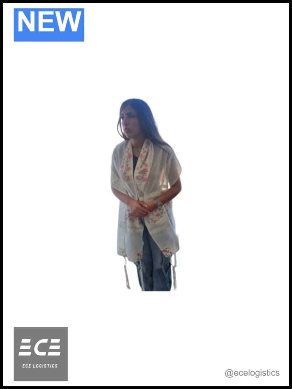 Women's Tallit Prayer Shawl Set Floral Embroidery Faux Silk Polyester